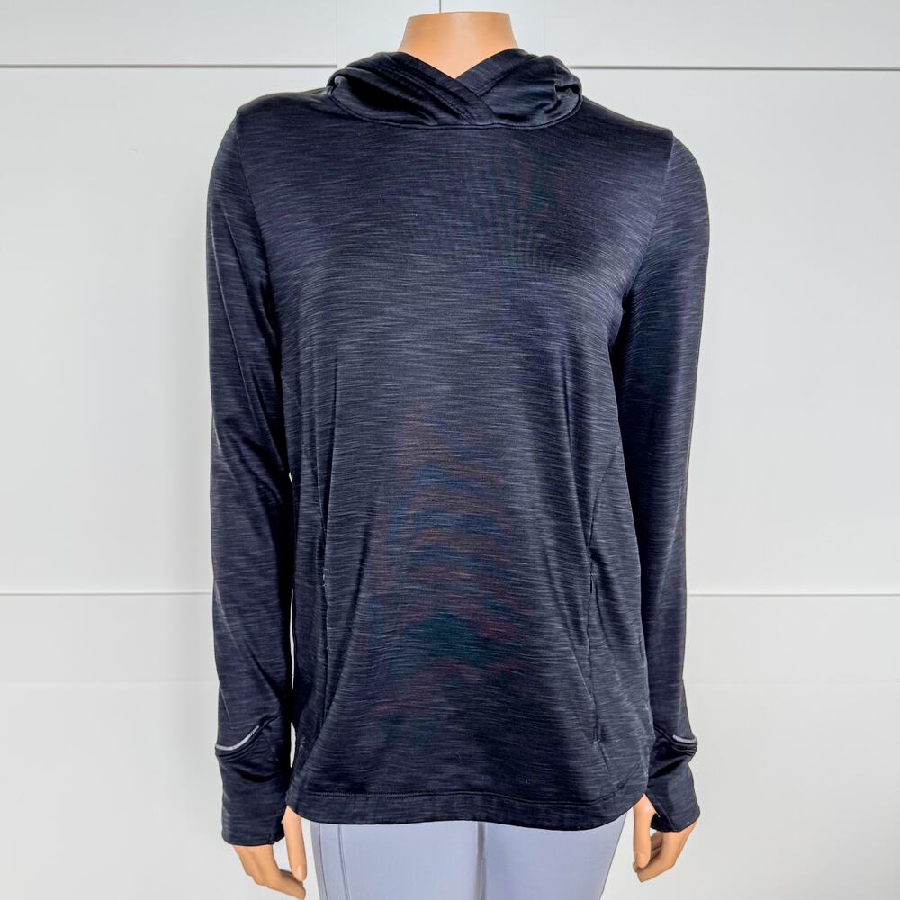 Athleta, BootCamp Cross Back Hoodie in Space Dye Black, Women's Size Small